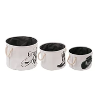 American Art Decor Grand Ole Opry Boot and Cowboy Hat Printed Fabric Basket Set of 3 - 15" x 11.5"