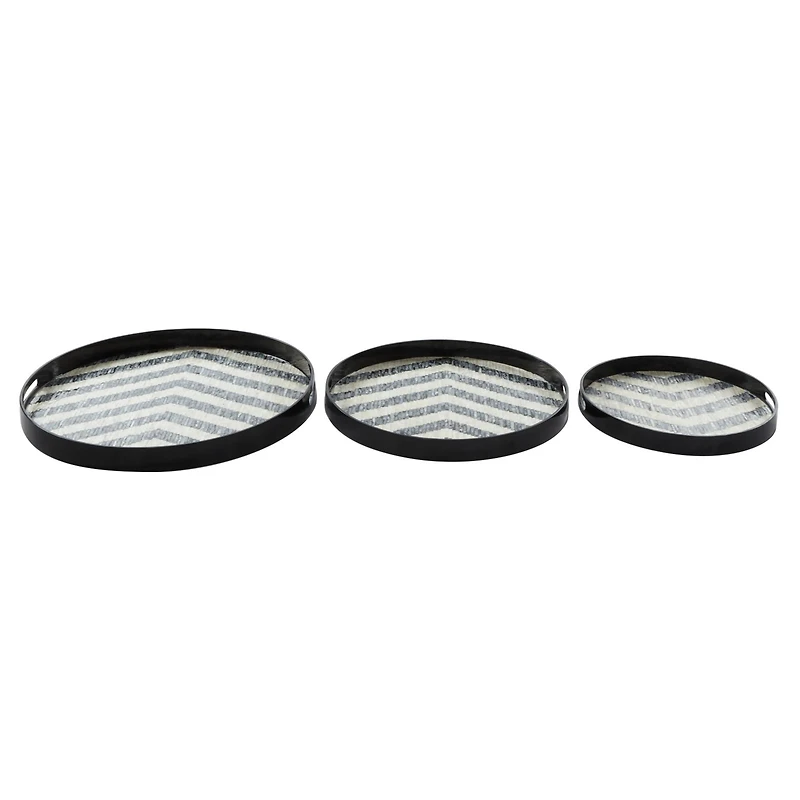 Black Mother of Pearl Modern Tray Set
