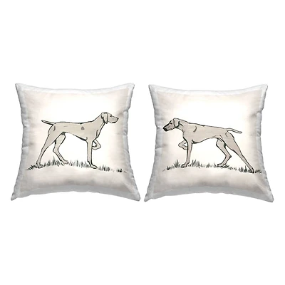 Stupell Industries Hunting Dog Casual Animal Nature 2 Pillow Set, 18" x 18"