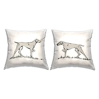 Stupell Industries Hunting Dog Casual Animal Nature 2 Pillow Set, 18" x 18"