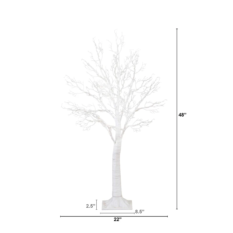 4ft. Pre-Lit White Twig Artificial Tree, Warm White LED Lights
