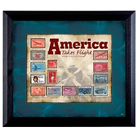 America Takes Flight Stamp Collection in Wall Frame