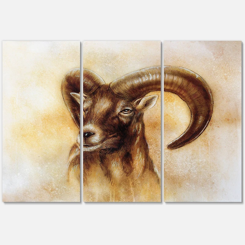 Designart - Portrait of Wild Ram With Mighty Horns I