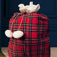 Haute Decor 28" Red Plaid Drawstring Christmas Santa Bag