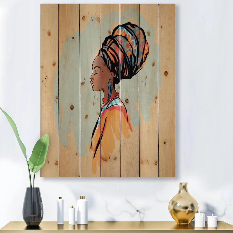 Designart - Portrait of Afro American Woman With Turban II