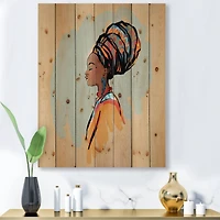 Designart - Portrait of Afro American Woman With Turban II