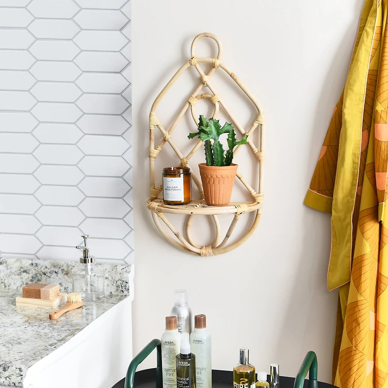 Hello Honey® Natural Decorative Woven Rattan Wall Shelf