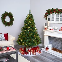 6.5ft. Pre-Lit West Virginia Mixed Pine Artificial Christmas Tree, Clear LED Lights