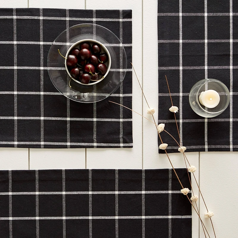 DII® Black Check Placemats, 6ct.