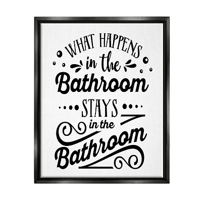 Stupell Industries What Happens In Bathroom Silly Decorated Typography Floater Framed Art
