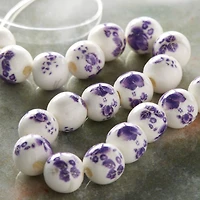 Amethyst Flower Ceramic Round Beads, 8mm by Bead Landing™