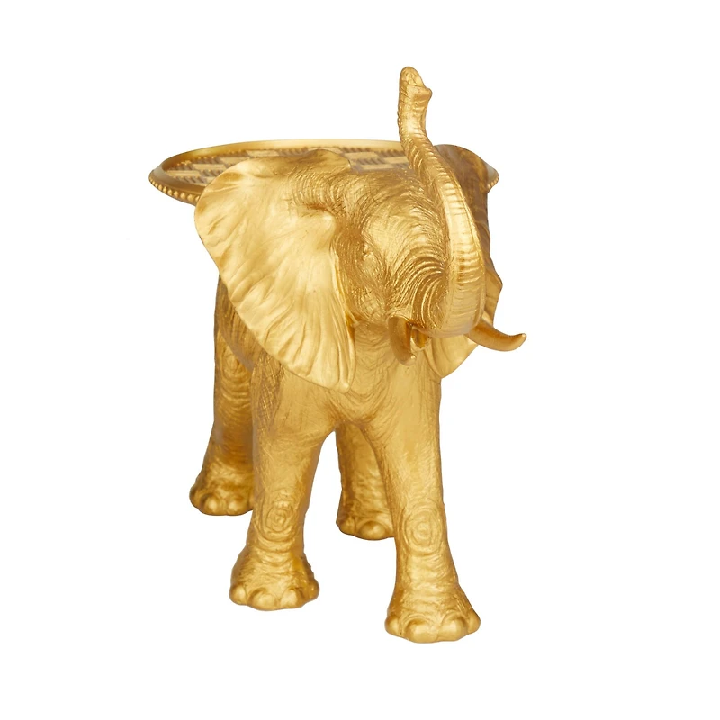 The Novogratz Gold Resin Eclectic Tray Elephant Sculpture, Set of  18" x 22" x 11"