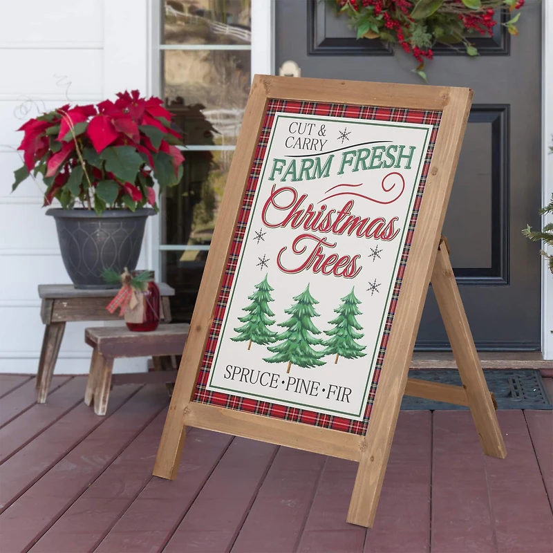 Glitzhome® 24" Wooden Christmas Trees Porch Sign