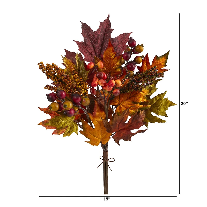 20" Maple Leaf & Berries Bush, 3ct.