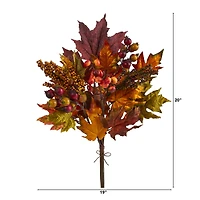 20" Maple Leaf & Berries Bush, 3ct.