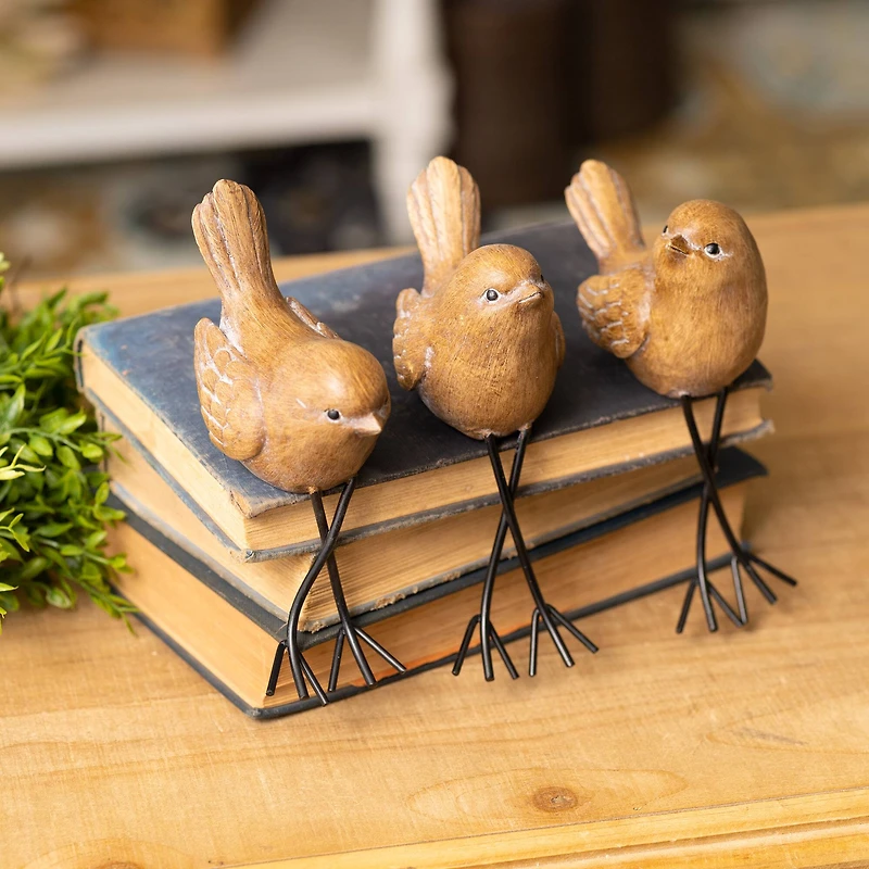 Etched Bird Shelf Sitter Set