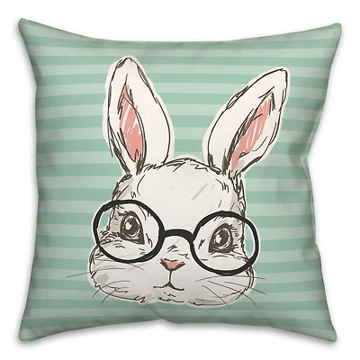 Bunny With Glasses 18" x 18" Throw Pillow