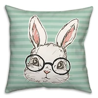 Bunny With Glasses 18" x 18" Throw Pillow