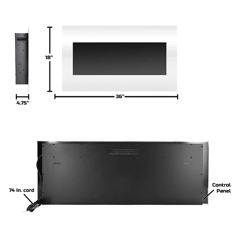 Hastings Home 36" White LED Electric Fireplace