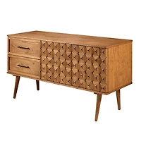 Walker Edison 58" Caramel Solid Wood 2-Drawer Prism Sideboard