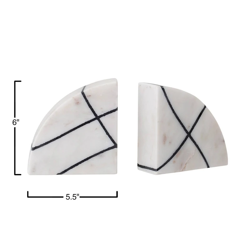 Hello Honey® 6" White & Black Marble Bookends Set