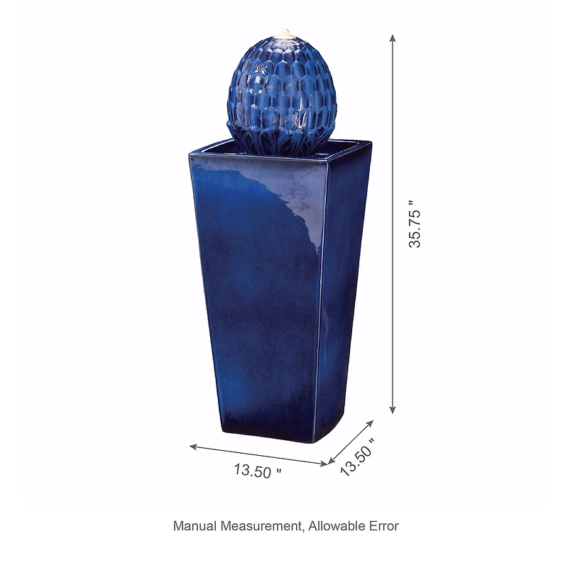 Glitzhome® 36" LED Artichoke Pedestal Ceramic Fountain