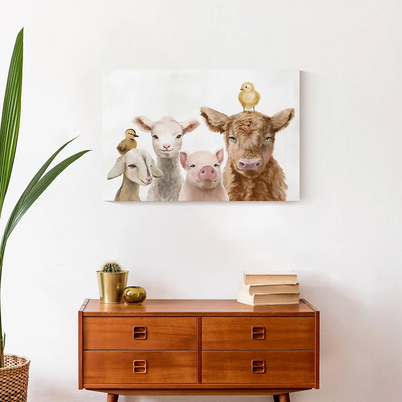 Baby Farm Animals 24" x 16" Canvas Wall Art