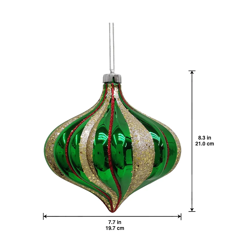 8.25" Green & Gold Glitter Jumbo Onion Ornament by Ashland®