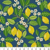 PKL Studio Indigo Lemon Tree Cotton Home Décor Fabric
