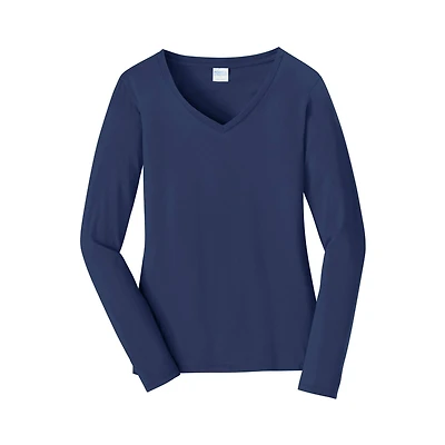 Port & Company® Fan Favorite™ Colors Long Sleeve Ladies V-Neck T-Shirt