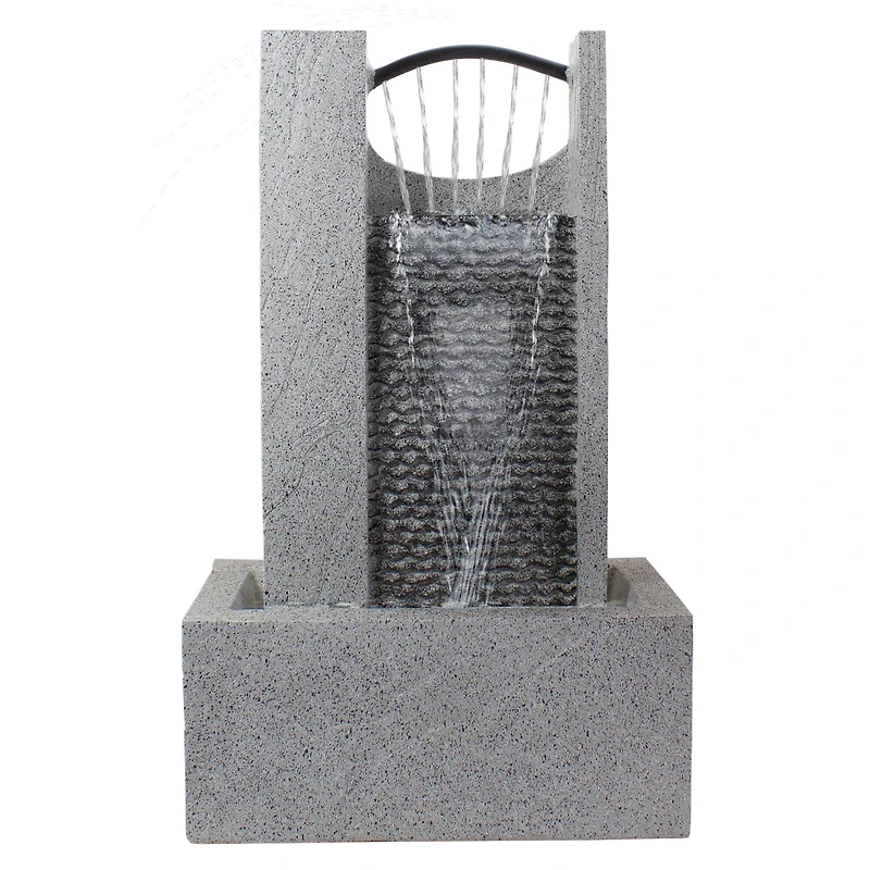 23" Gray Modern Style Rainfall Outdoor Water Fountain