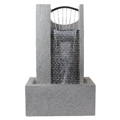 23" Gray Modern Style Rainfall Outdoor Water Fountain