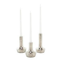 Silver Aluminum Candle Holder with Rounded Base Set