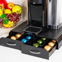 Mind Reader Single Serve Coffee Pod Organizer with 2 Drawers, Compatible with 20 Vertuoline (7.77 fl oz) or 72 Original Nespresso (1.35 fl oz) capsules, Black