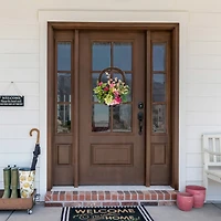 16" Leafy Pink Hydrangea Floral Spring Hanging Basket