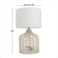 Beige Linen Coastal Table Lamp, 25" x 15" x 15"