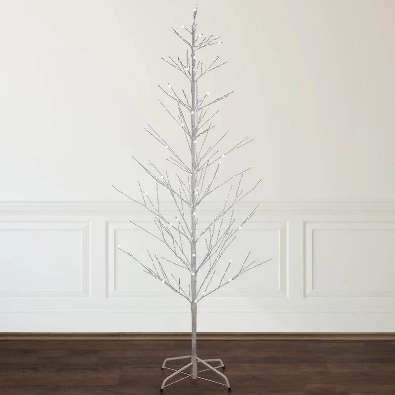 6ft. Pre-Lit White Birch Twig Artificial Tree, Pure White LED Lights