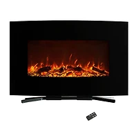Hastings Home 36" Black Curved Electric Fireplace