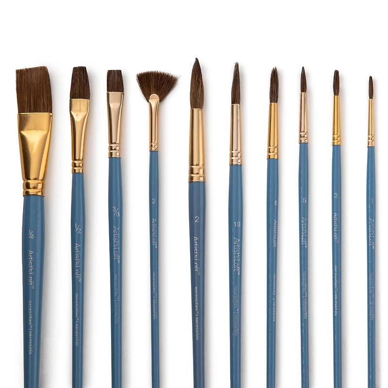 12 Packs: 10 ct. (120 total) Necessities™ Brown Synthetic Brush Set by Artist's Loft™