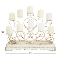 White Iron French Country Candelabra, 18" x 23" x 8"