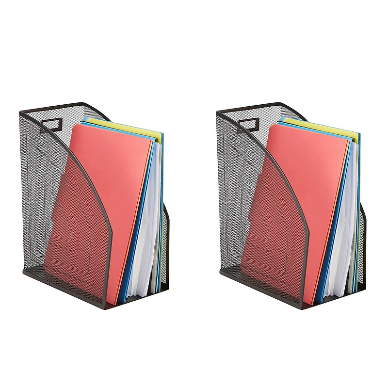 Mind Reader 2 Pack Black Jumbo Metal Mesh File Organizer