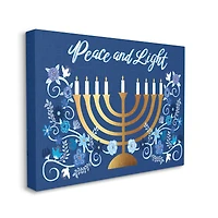 Stupell Industries Peace & Light Floral Hanukkah Menorah Canvas Wall Art