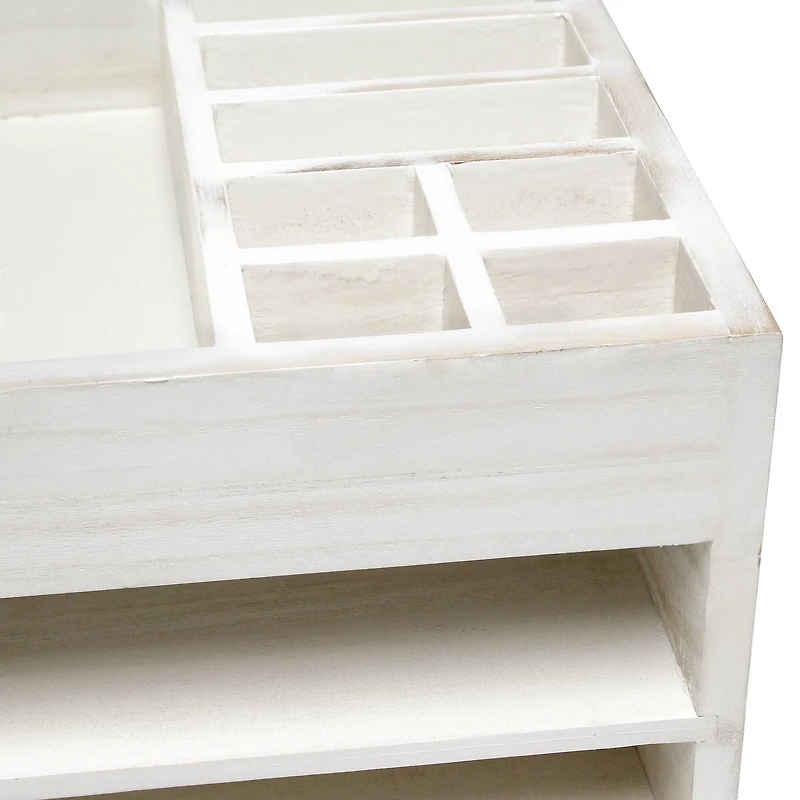 Elegant Designs Whitewash Wood Cubbies & Letter Tray Desk Organizer