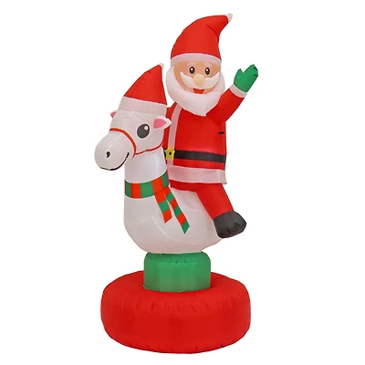 First Traditions™ 6ft. Red Inflatable Blow Up Santa on Rocking Horse with 3 Warm White UL LED Lights