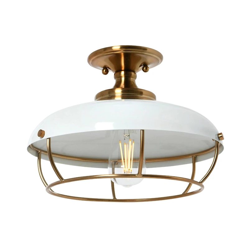 Hello Honey® 13" Wide Caged Dome Metal Semi-Flush Mount Ceiling Light