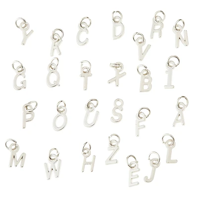 12 Packs: 26 ct. (312 total) Mini Rhodium-Colored Alphabet Capitals Charms by Bead Landing™