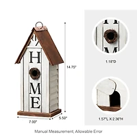 Glitzhome® 14.75" Distressed Wood HOME Birdhouse