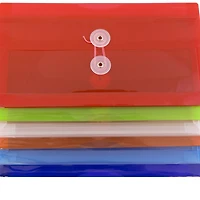 JAM Paper 5.25" x 10" Mixed Plastic Button String Booklet Envelopes, 12ct.