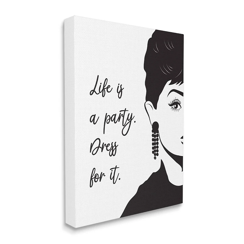 Stupell Industries Life's a Party Audrey Portrait Canvas Wall Art