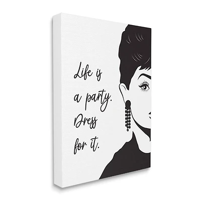 Stupell Industries Life's a Party Audrey Portrait Canvas Wall Art